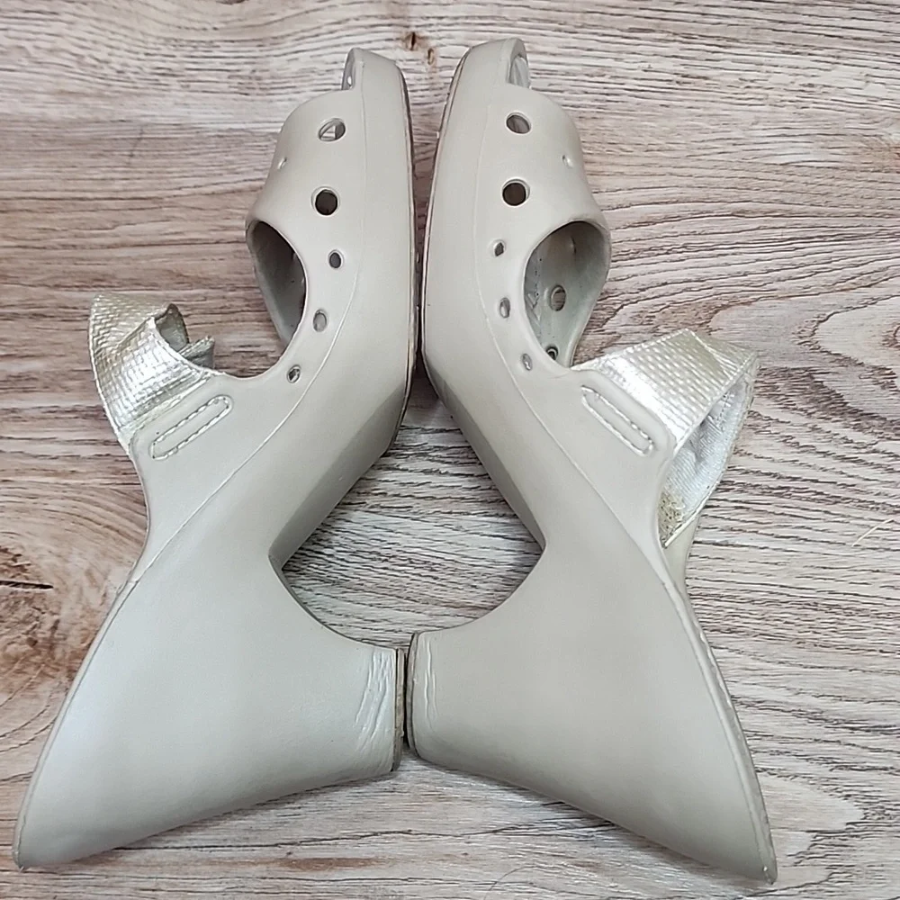 Dr Scholls Original Asana Buckle Open Toe Slide On Grey Heels Feel Good Shoes - Picture 9 of 13